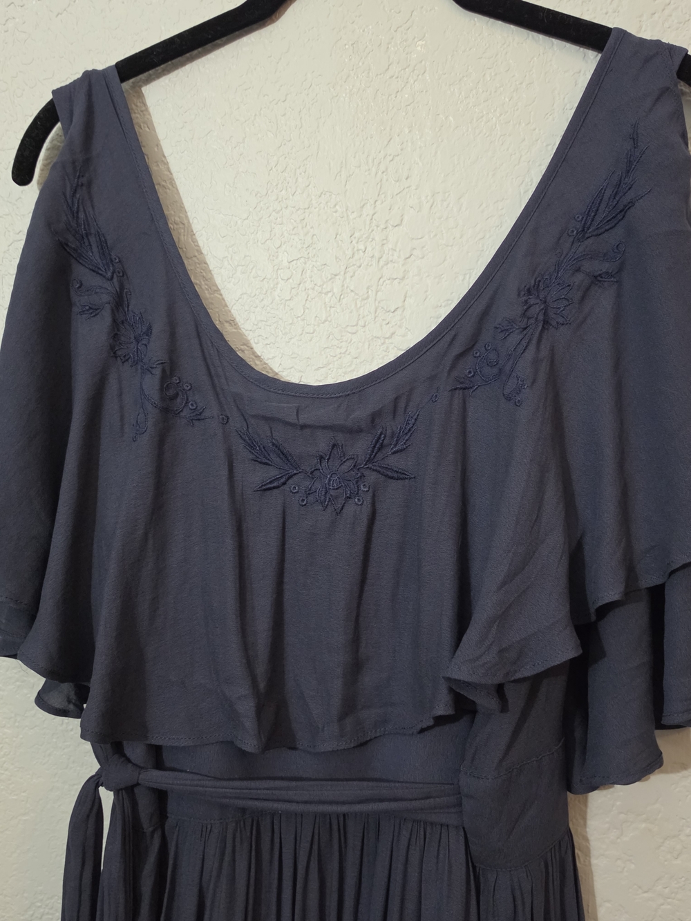 Free People Fiona Maxi Wrap Dress In Midnight Blue Womens Small Embroidered - Picture 13 of 16